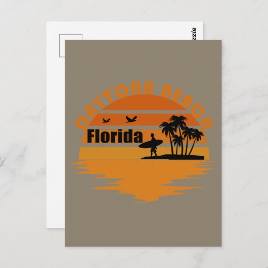 デイトナビーチヴィンテージサンセットレトロ風景 ポストカード (正面/裏面)