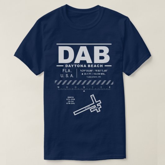 デイトナビーチ国際的エアポートDAB Tシャツ (デザイン正面)