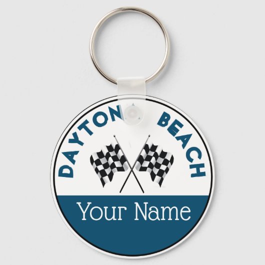 デイトナビーチ市松模様に-国旗s キーホルダー (正面)