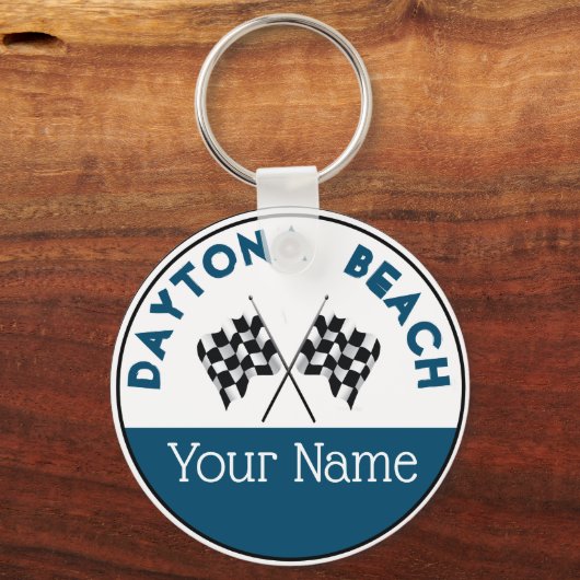 デイトナビーチ市松模様に-国旗s キーホルダー (正面)