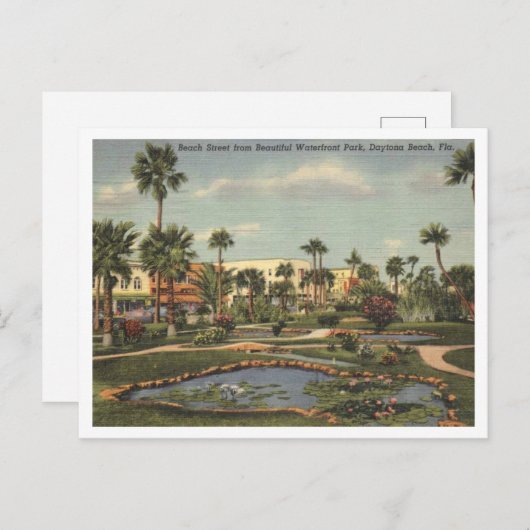 デイトナビーチFL、ビーチ通りビュー、1950 インスパイア ポストカード (正面/裏面)