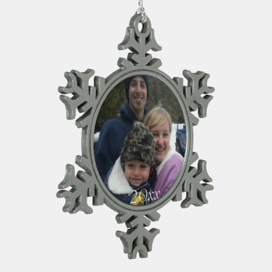 デイトファミリークリスマスフォト写真 スノーフレークピューターオーナメント