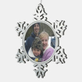 デイトファミリークリスマスフォト写真 スノーフレークピューターオーナメント (右)