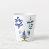 デイトブルー&ホワイトハヌッカスモール カフェラテマグ (正面)