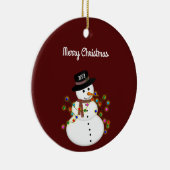 デイトメリークリスマス雪だるま パーソナライズされた セラミックオーナメント (右)