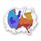 デイトレーダーギフト – 牛と熊の星座 シール (正面)