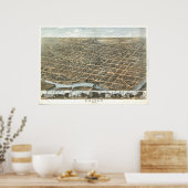 デイトンオハイオ1870アンティークパノラママップ ポスター (キッチン)