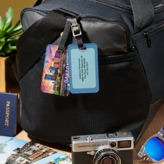 デイトンスカイライン抽象芸術アート ラゲッジタグ (正面&裏面)