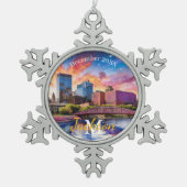 デイトンスノーフレークピュータークリスマスの飾り スノーフレークピューターオーナメント (正面)