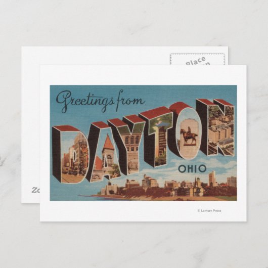 デイトン、オハイオ大レターシーンデイトン、OH ポストカード (正面/裏面)