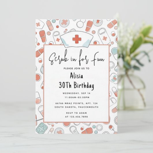 デイドクターハート登録ナースRn 30th誕生日 招待状 (スタンド正面)