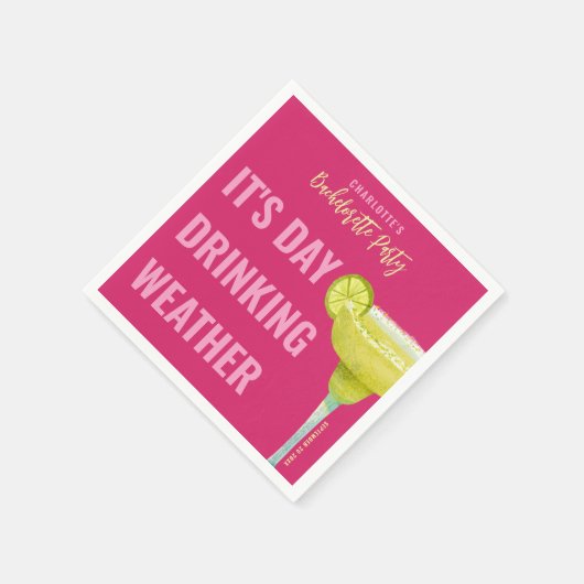 デイドリンクの天気 ピンクカスタム ブライズメイド スタンダードカクテルナプキン (角)