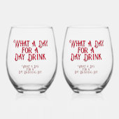 デイドリンク – 彼のために！ by Jeff Willis Art ステムなしワイングラス (正面)