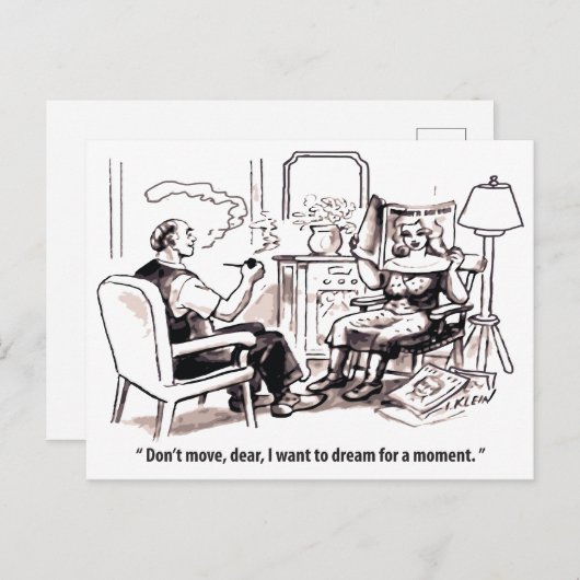 デイドリーマー、男と女人間関係、ユーモア。 ポストカード (正面/裏面)