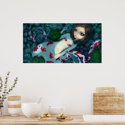 デイドリーミングコイマーメイドファンタジーアートプリント ポスター (キッチン)