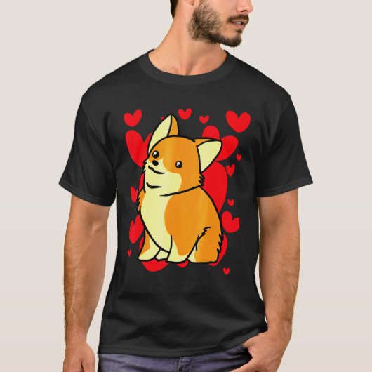 デイハートロマンチックコーギ Tシャツ (正面)