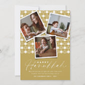 デイビッドの幾何学的な星ハヌカー金ゴールド3枚の写真 シーズンカード (正面)