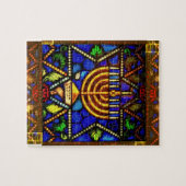 デイビッドの星と（ユダヤ教）メノラー ジグソーパズル (横)