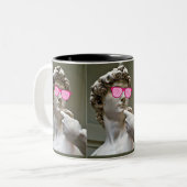 デイビッドはバラ色の眼鏡をかけている ツートーンマグカップ (正面左)