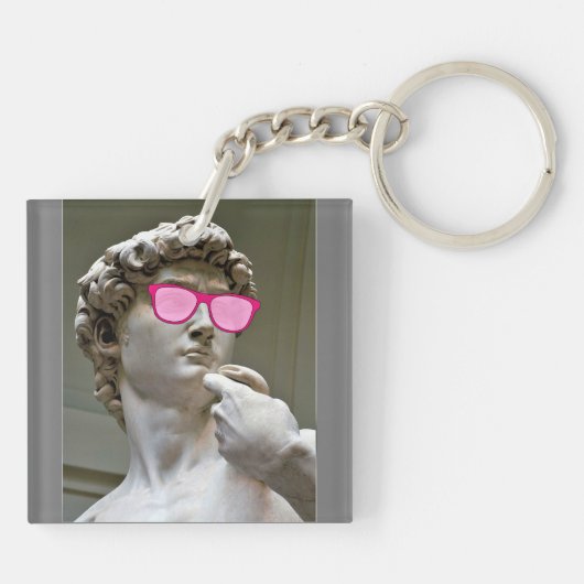 デイビッドはバラ色の眼鏡キーチェーンを着ている キーホルダー (裏面)