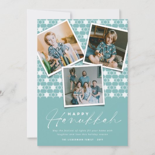 デイビッドスカイブルーハヌカーの幾何学的な星3枚の写真 シーズンカード (正面)