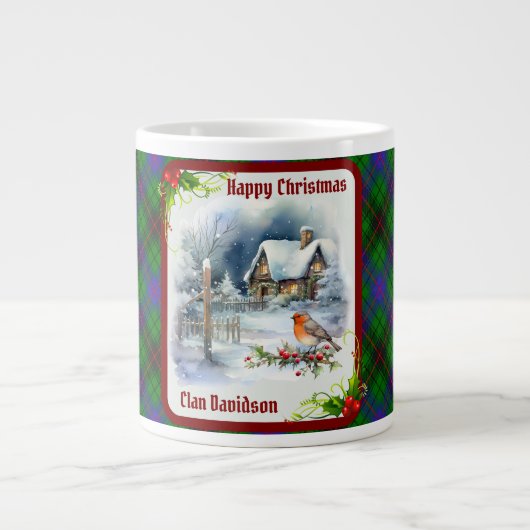 デイビッドソン タータンとコマドリのクリスマス ジャンボコーヒーマグカップ (正面)