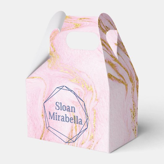 デイビッドバラ金ゴールド赤面ピンクマーブルロゴ フェイバーボックス (正面サイド)