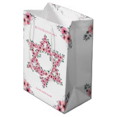 デイビッドピンク花白のロシュ・ハシャナ星 ミディアムペーパーバッグ (裏面アングル)