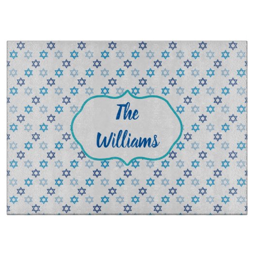 デイビッドブルーとホワイトのスター カッティングボード (正面)