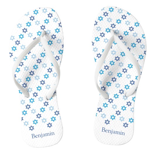 デイビッドブルーとホワイトのスター ビーチサンダル (ソール)