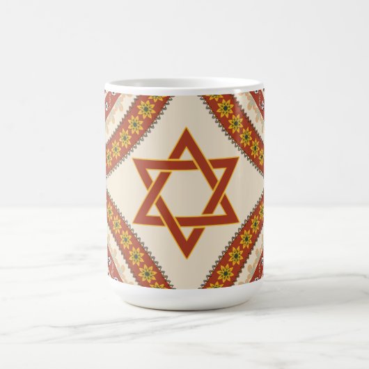 デイビッドヴィンテージエレガントフローラユダヤ美術の星 コーヒーマグカップ (中央)