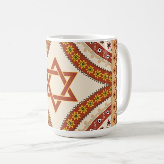 デイビッドヴィンテージエレガントフローラユダヤ美術の星 コーヒーマグカップ (正面右)