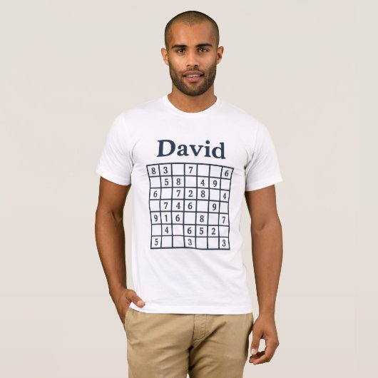 デイビッド数独パズル - クラシックネイビーブルーエディション Tシャツ (正面フル)