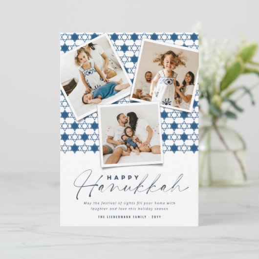 デイビッド・ハヌカーの幾何学的なネイビー・ブルーの星の写真 シーズンカード (スタンド正面)