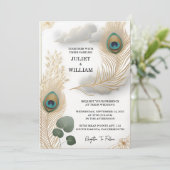 デイフェザー素朴アジアの空の雲の孔雀結婚の音 招待状 (スタンド正面)