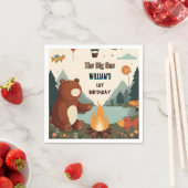 デイブラウンおもしろい魚の男の子かわいいベビークマの最初の誕生日 スタンダードカクテルナプキン (インサイチュ)