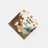 デイブラウンおもしろい魚の男の子かわいいベビークマの最初の誕生日 スタンダードカクテルナプキン (角)