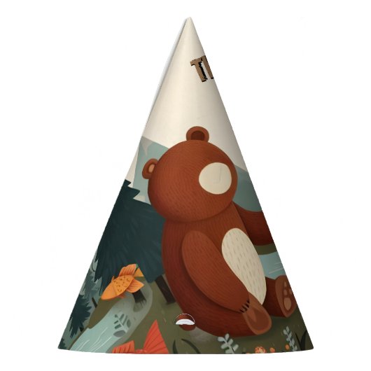 デイブラウンおもしろい魚の男の子かわいいベビークマの最初の誕生日 パーティーハット (左)