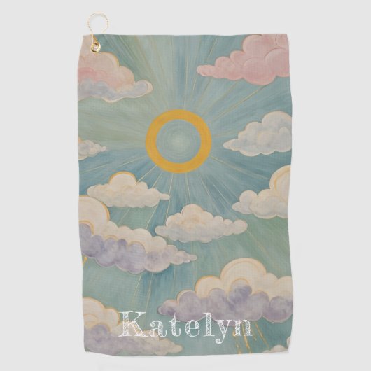 デイブレイクの抱擁パーソナライズされた ゴルフタオル (正面)