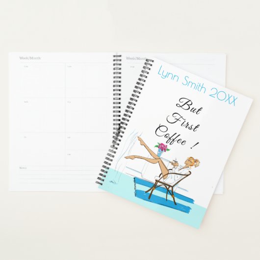 デイプランナーパーソナライズされたブットファーストコーヒー引用文 プランナー手帳 (ディスプレー)