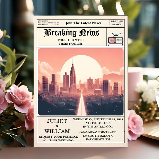 デイメールヴィンテージが古いレトロ新聞を結婚支払う 招待状