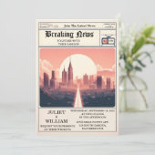 デイメールヴィンテージが古いレトロ新聞を結婚支払う 招待状 (スタンド正面)