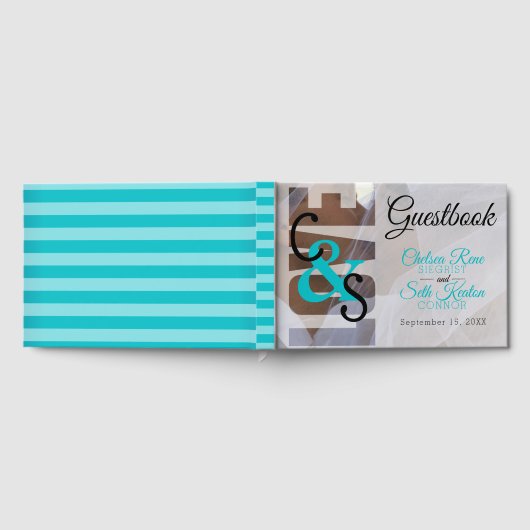 デイモダンラブ – ターコイズの結婚ゲストブック ゲストブック (全面)