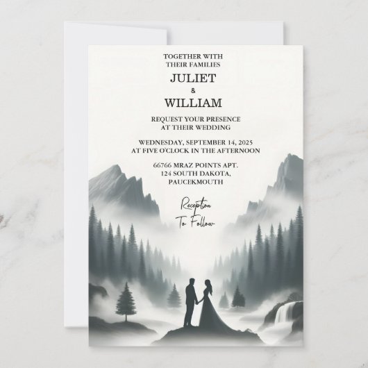 デイリバーレインクラウド自然スモークマウンテン結婚ズ 招待状 (正面)