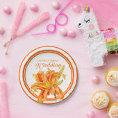 デイリリーのオレンジ色の水彩アートカスタム紙プレート ペーパープレート (パーティー)