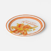 デイリリーのオレンジ色の水彩アートカスタム紙プレート ペーパープレート (アングル)
