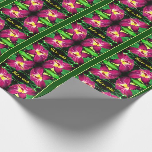 デイリリーの花が閉まパーソナライズされたる ラッピングペーパー (角)