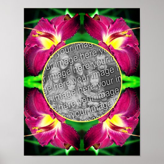 デイリリーの花フレーム オリジナル写真で作成 ポスター (正面)