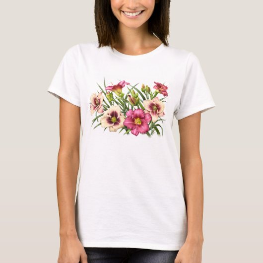 デイリリーの花束 ルビー Tシャツ (正面)