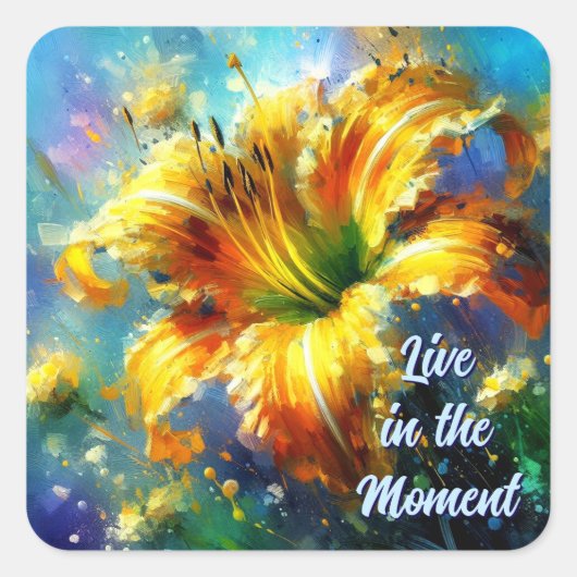 デイリリーデイリライフラワーイエローティール(緑がかった色)インプレシオン スクエアシール (正面)